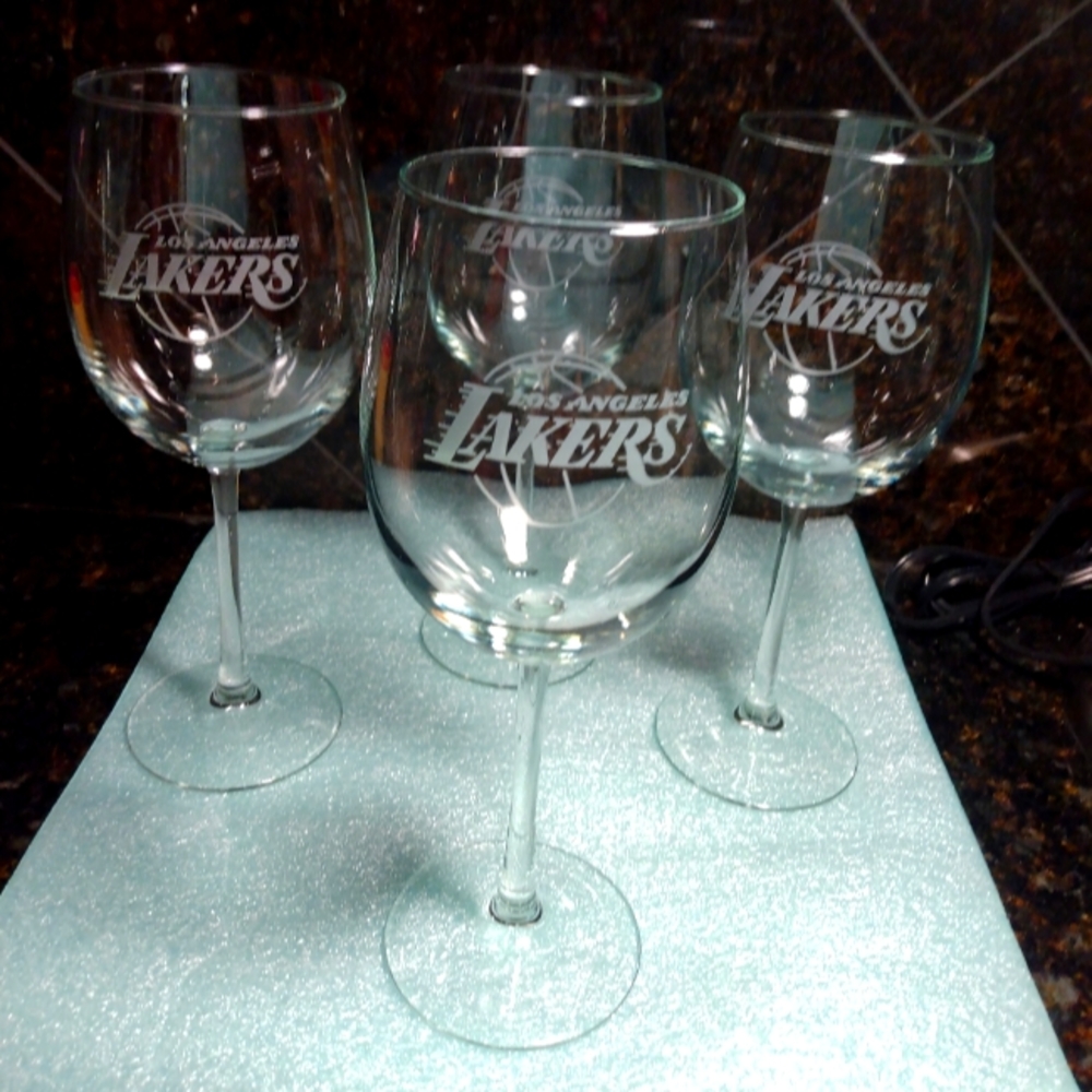 Vintage Los Angeles Lakers Wine Glass Collection Set Of 4
